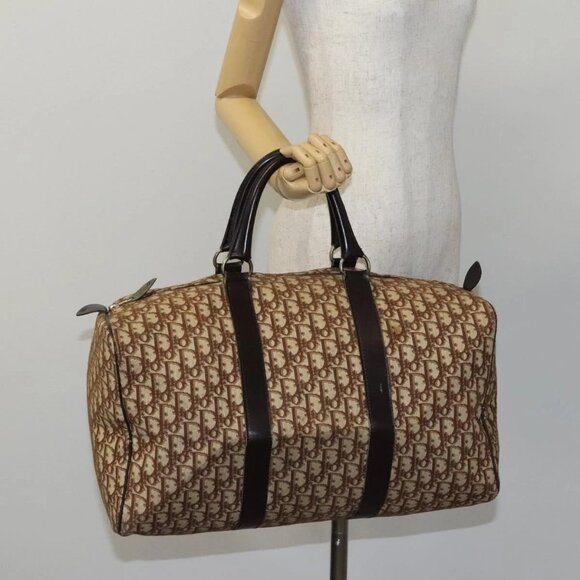 Christian Dior Trotter Canvas Boston Bag Brown Auth EC203 - Picture 15 of 16